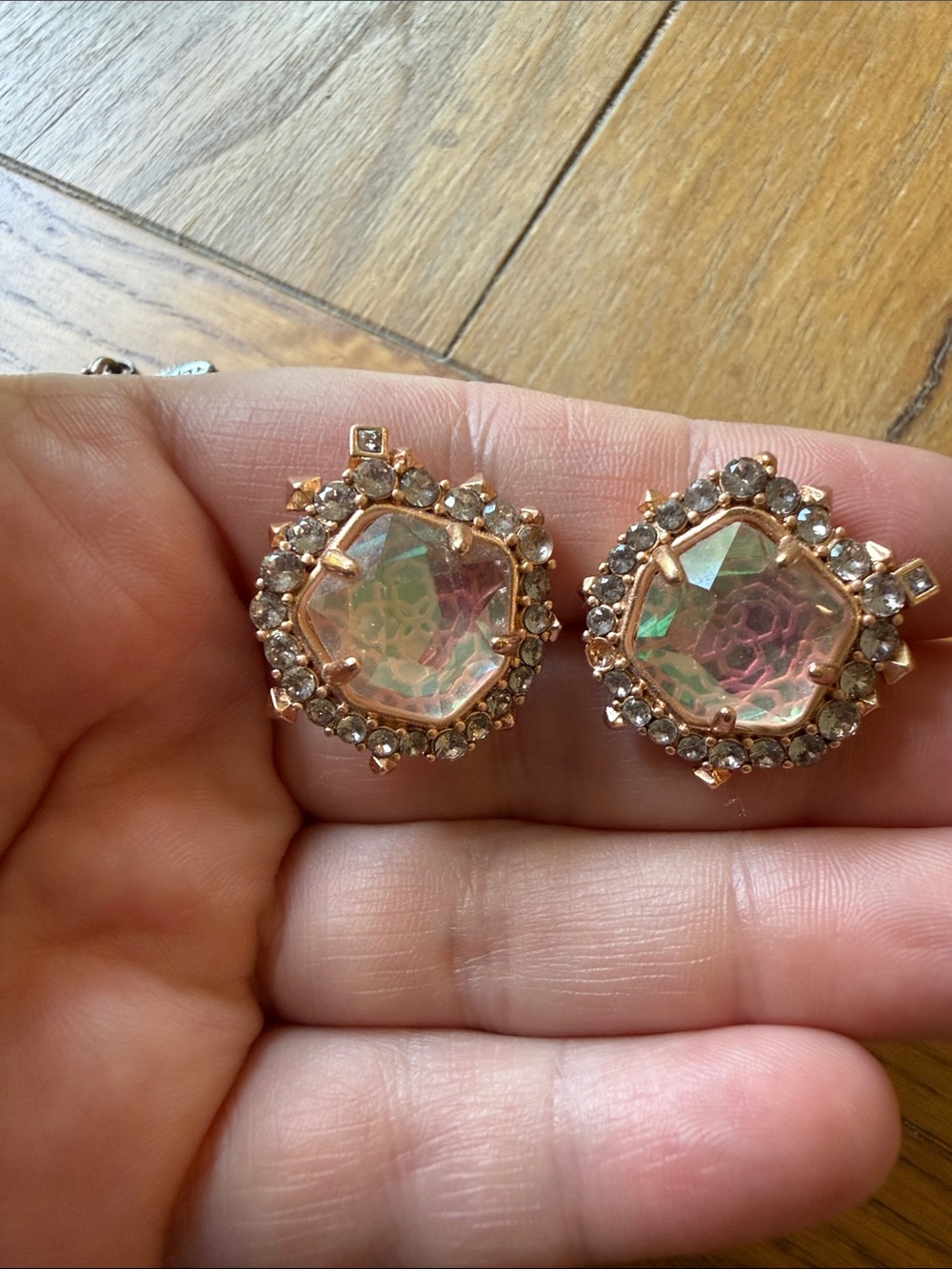 Kendra Scott Rose Gold Pink Halo Stud Earrings